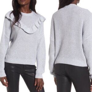 NWT BlankNYC Rum Ruffle Grey Knit Sweater Size Medium New‎ With Tags Ribbed Boho